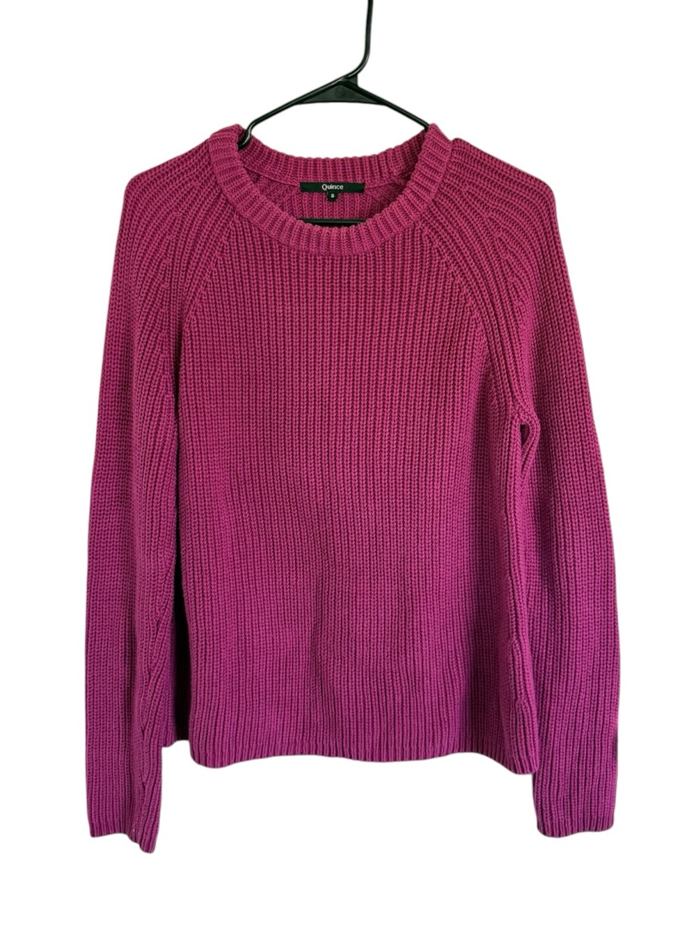 Quince Organic Cotton Magenta Crewneck Knit Sweater